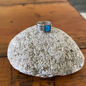 Sterling silver blue opal ring